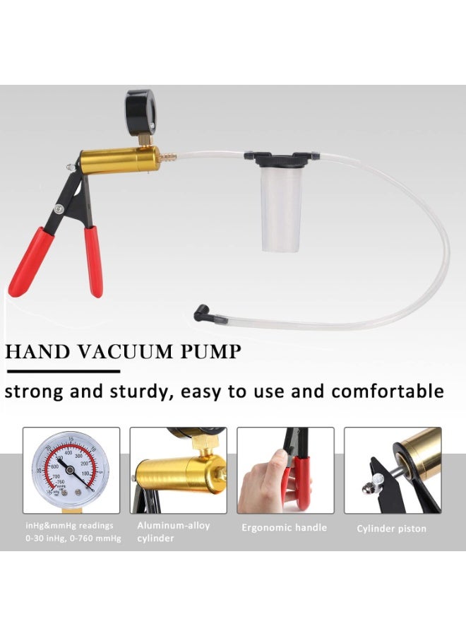 Daytoyz 2 in 1 Brake Bleeder Kit Hand held Vacuum Pump Test Set for Automotive with Protected Case,Adapters,One-Man Brake and Clutch Bleeding System(Red) - Image 5